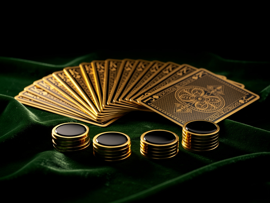 Baccarat cards and golden chips on green felt at OXBET