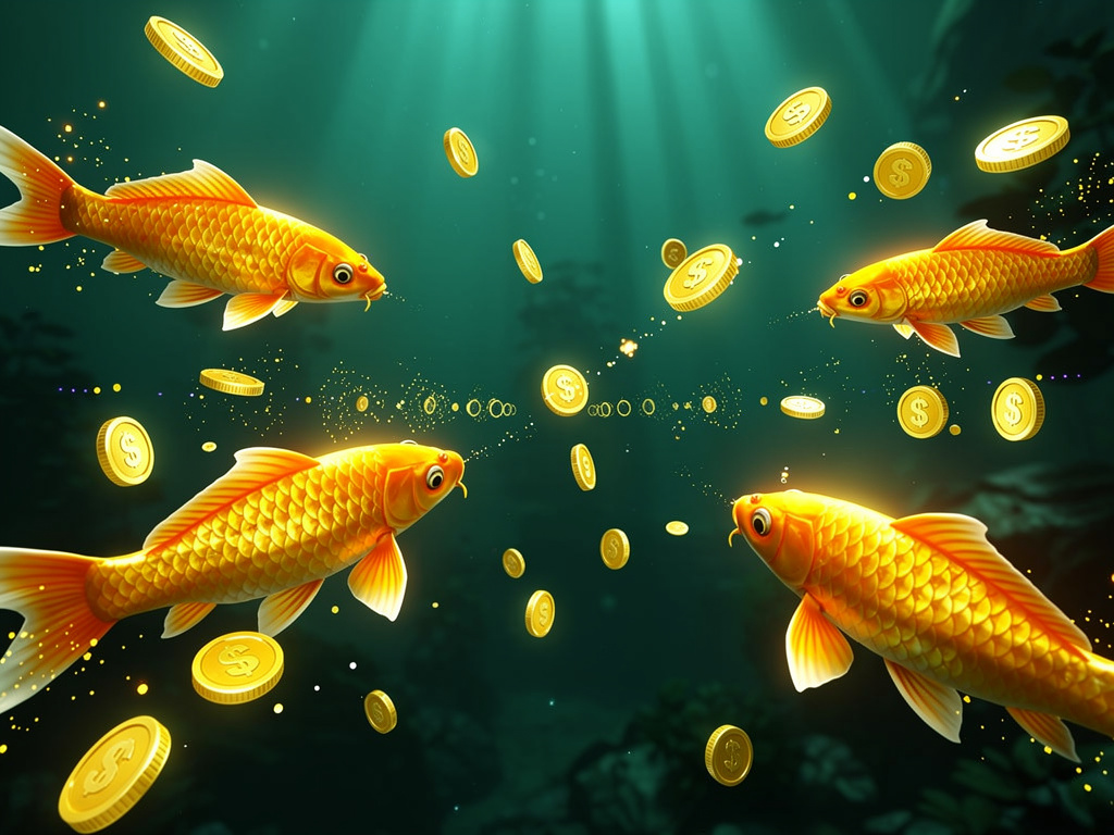 Golden fish and coins in an OXBET fish shooting game