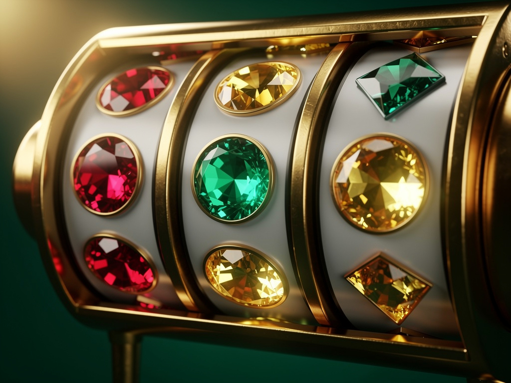 Glowing gem slot reels in a golden frame at OXBET